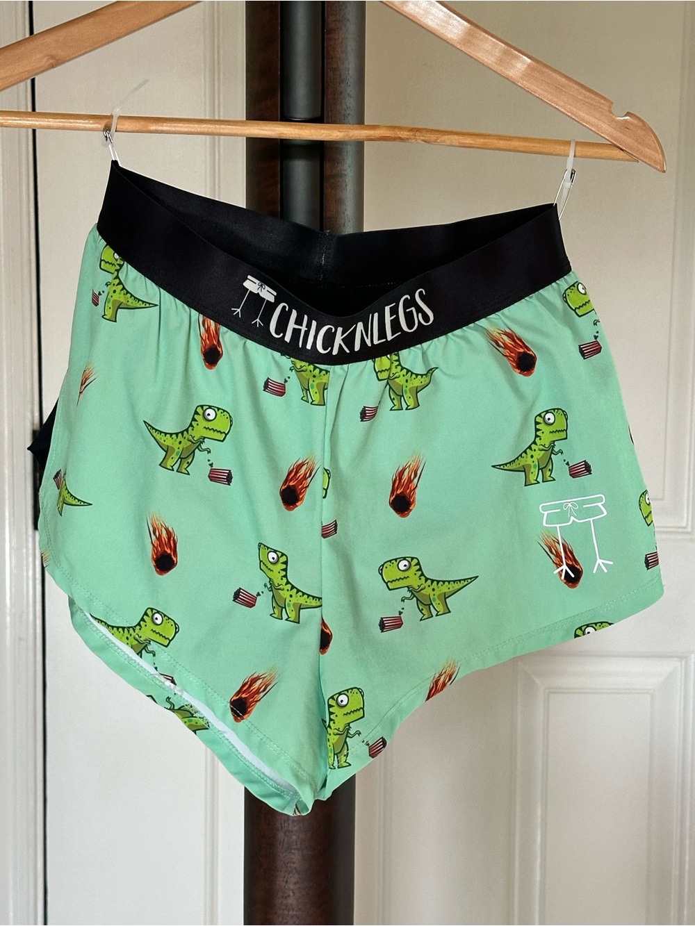ChicknLegs Men’s XS 2” Split Running Shorts Dinosaur Print